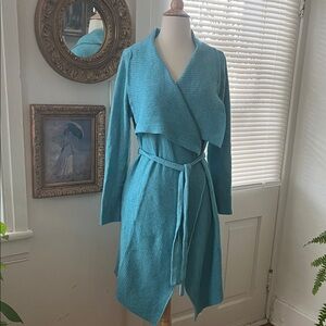 Teal Ribbed Wrap Cardigan